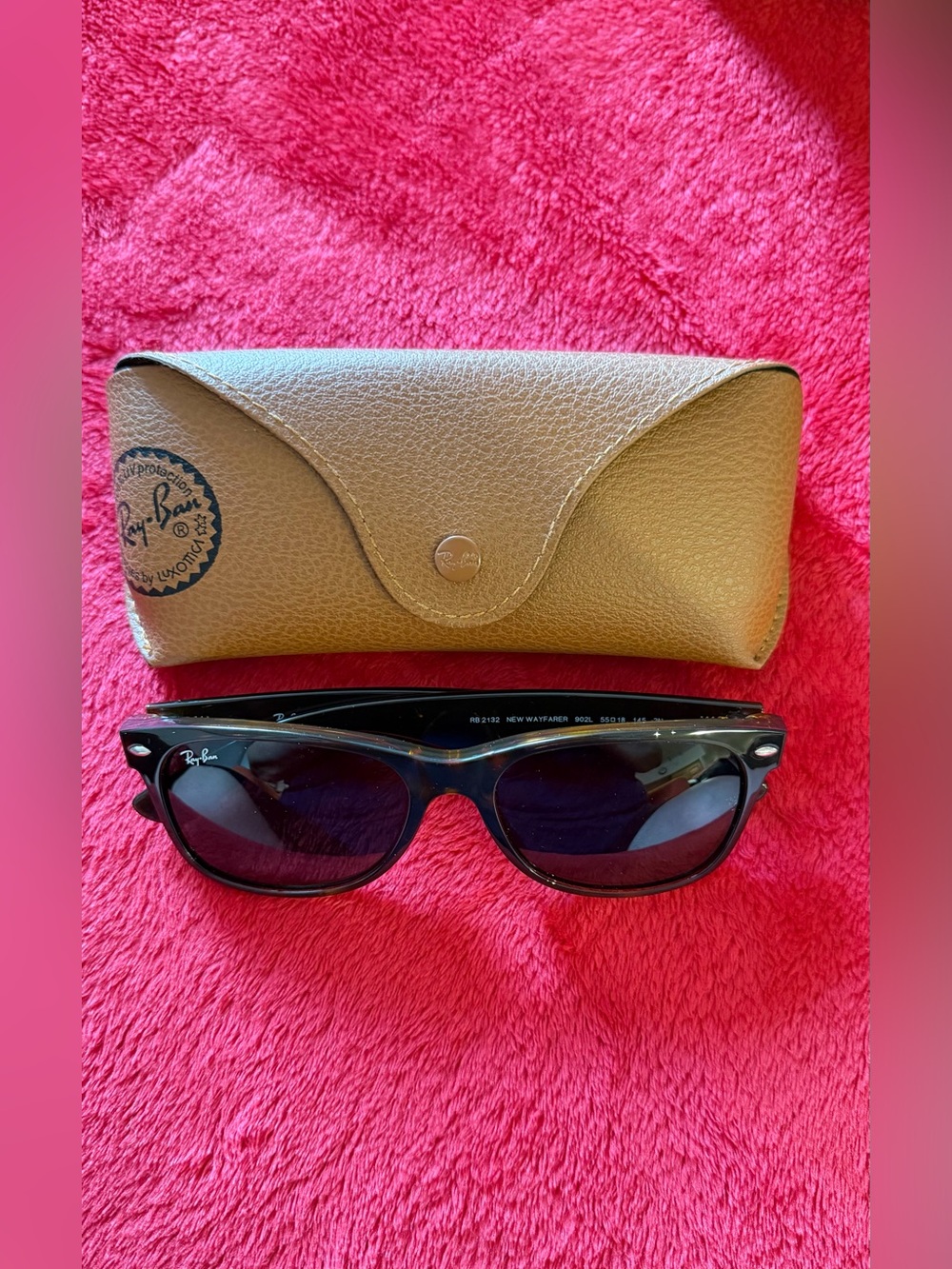 NWOT Ray-Ban New Wayfarer RB2132 902L Tortoise/Havana Style G-15 Sunglasses 55mm
